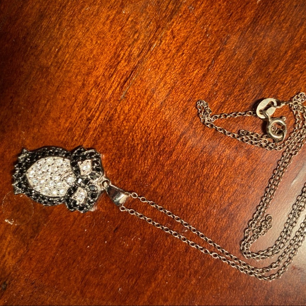 Sterling silver and CZ owl pendant with chain